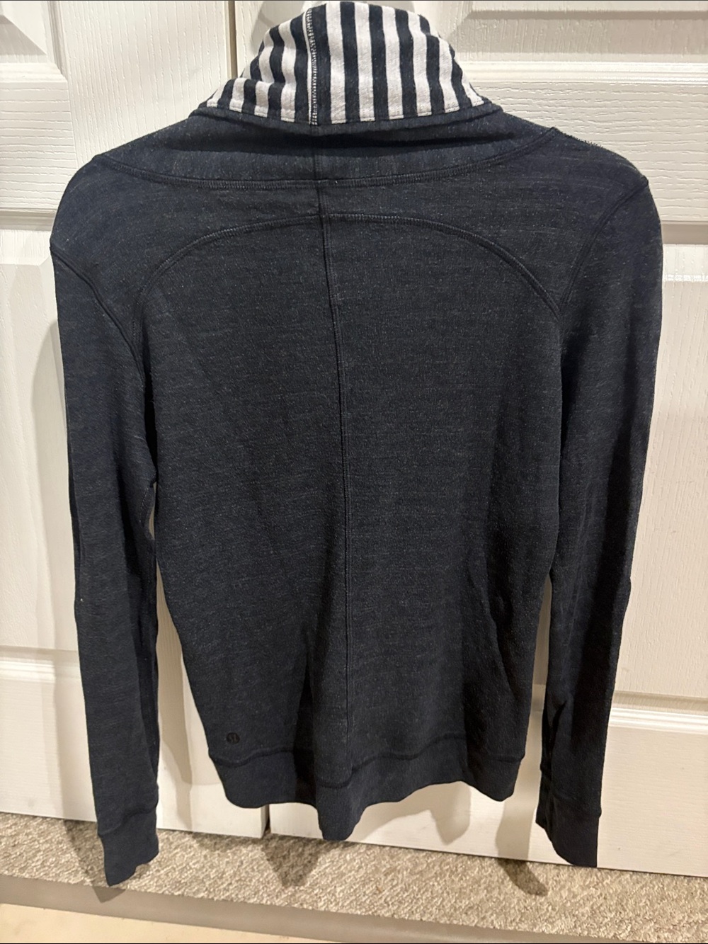 lululemon athletica Navy Top with Striped Collar
